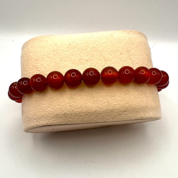 Carnelian Agate 6mm beads stretch bracelet - Picture 1 of 5